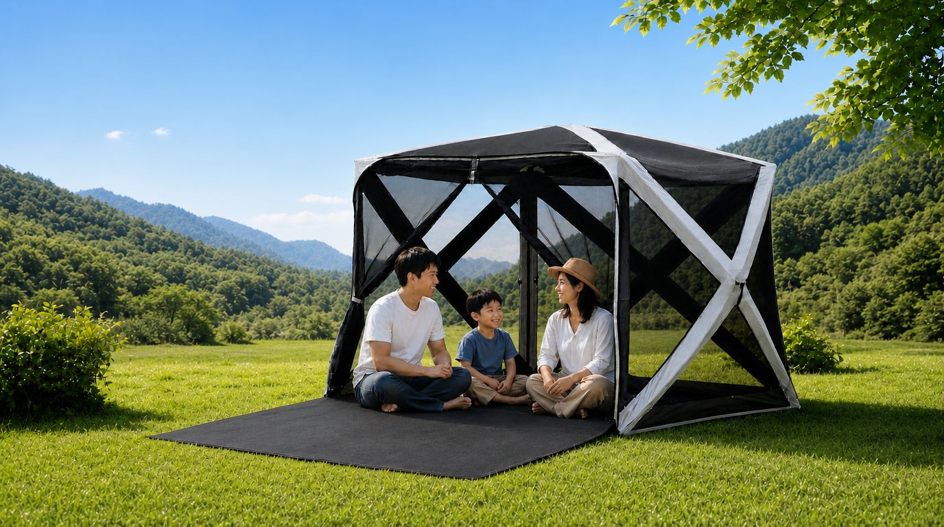 「テントの中に入ると、景色が見えない」を変える。360°パノラマビュー×約10秒設営を実現したプレミアムシェルター新登場｜9月4日～楽天スーパーSALEで半額