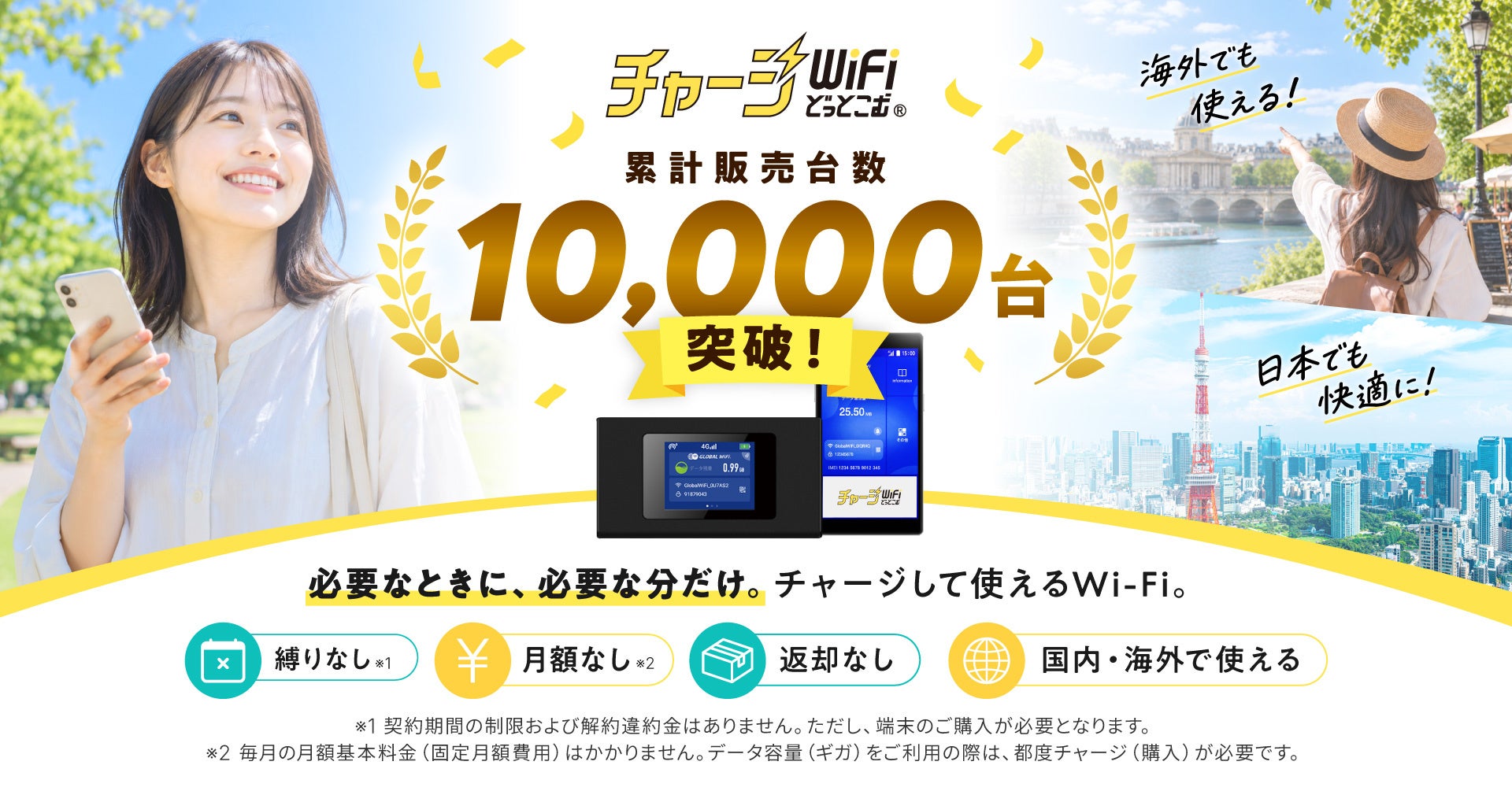 「チャージWiFiどっとこむ」累計販売台数10,000台を突破